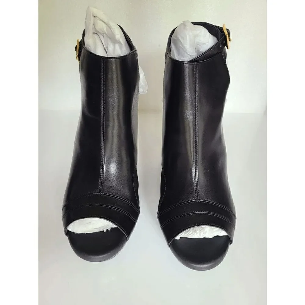 ILENE BERG Samara Black Leather Booties Comfortable High Heels SIZE 8 NEW IN BOX